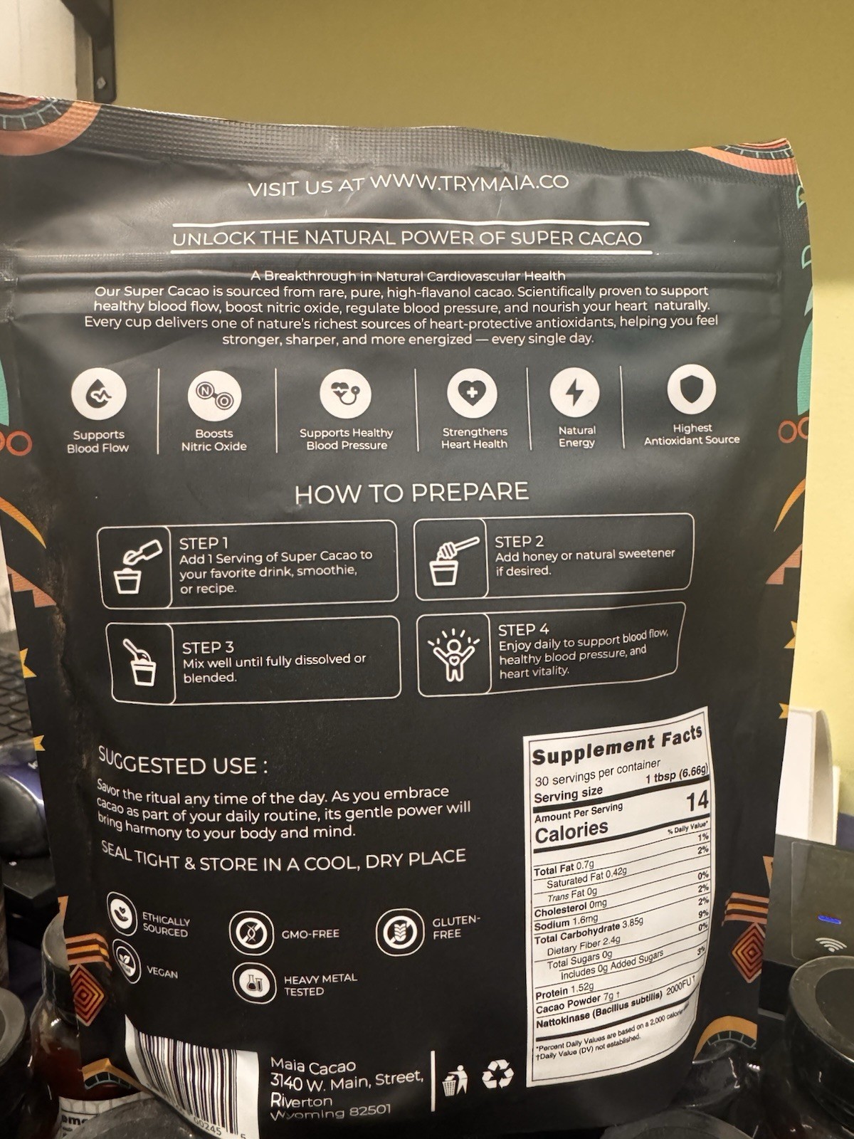 Maia Superfoods – High Flavanol Super Cacao, 7oz (200g) 30 servings