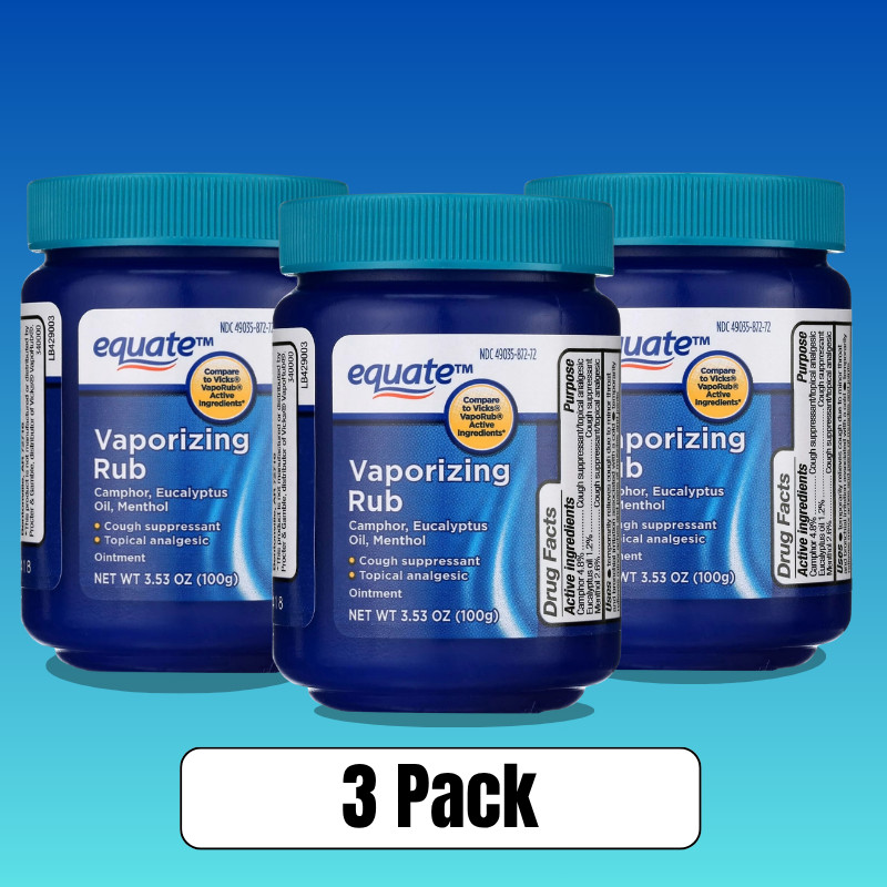 3 Pack Equate Vaporizing Rub Ointment 3.53oz Compare to Vicks Vaporub Active New