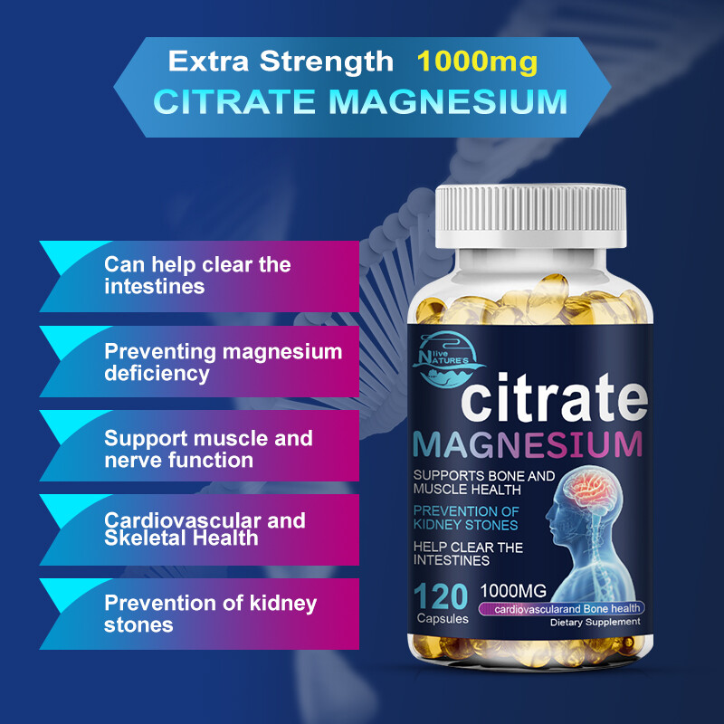 2 Bottles Magnesium Citrate 1000mg Capsules Super Strong Effective Vegan Capsule