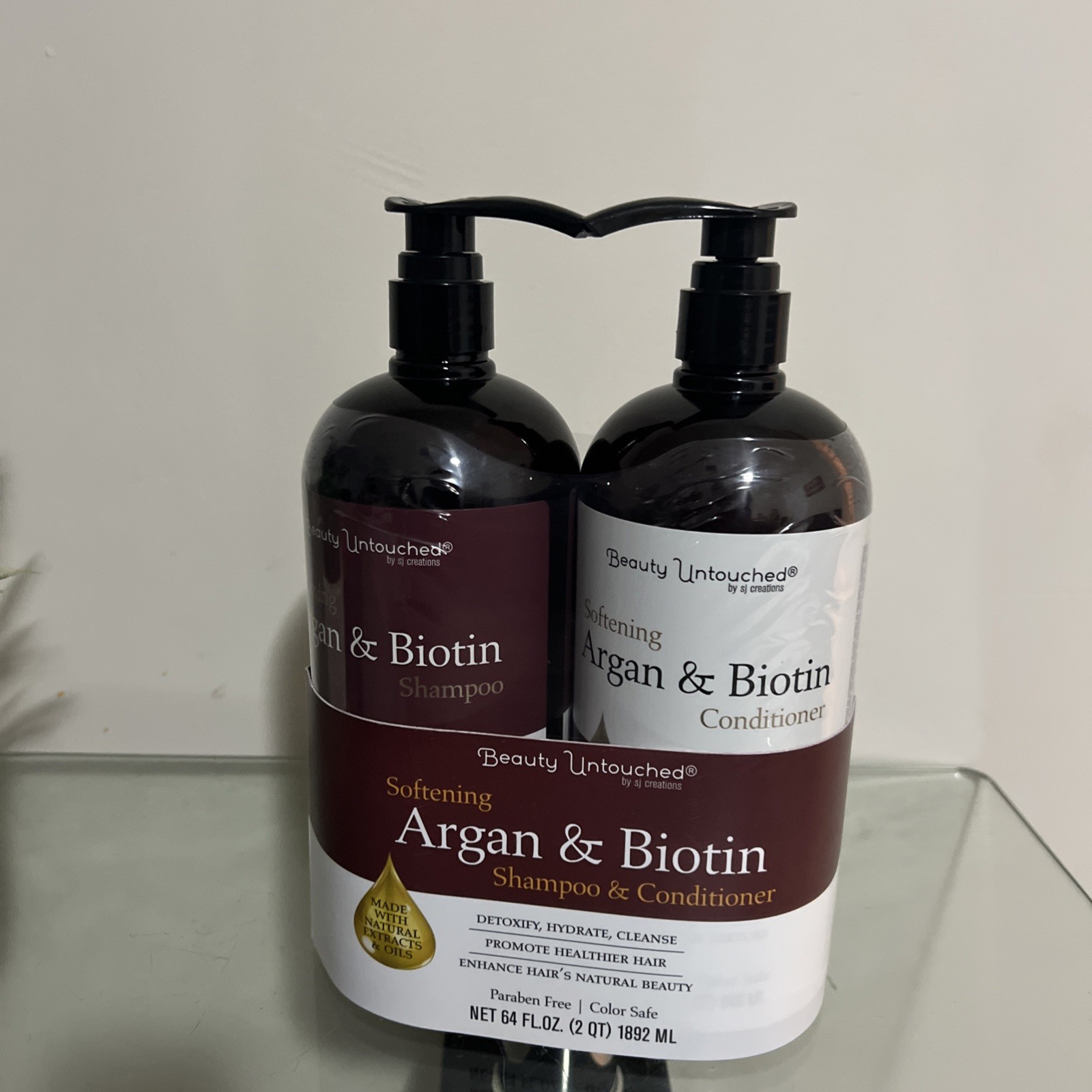 Beauty Untouched Argan & Biotin Shampoo & Conditioner Paraben-Free 64 fl oz