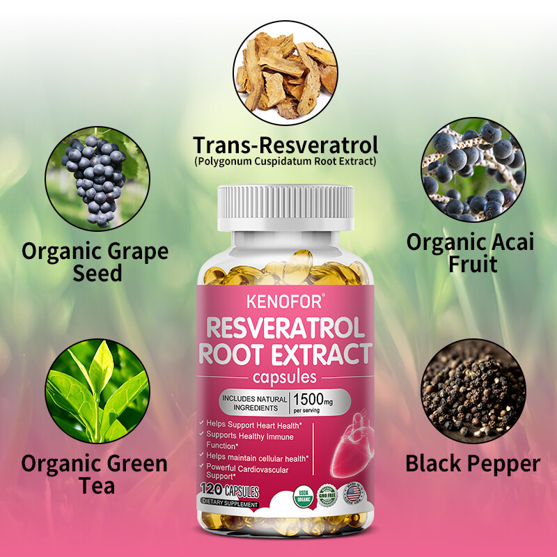 Resveratrol 1500mg Grape Seed 50MG Extract Providing Heart Energy Heart Health