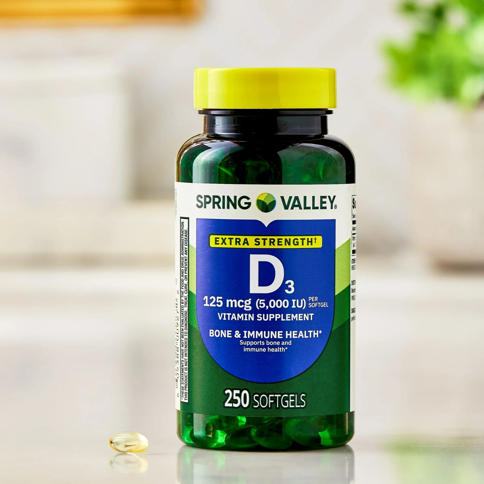 Spring Valley Vitamin D3 Supplement Softgels – 5000iu 250 Count
