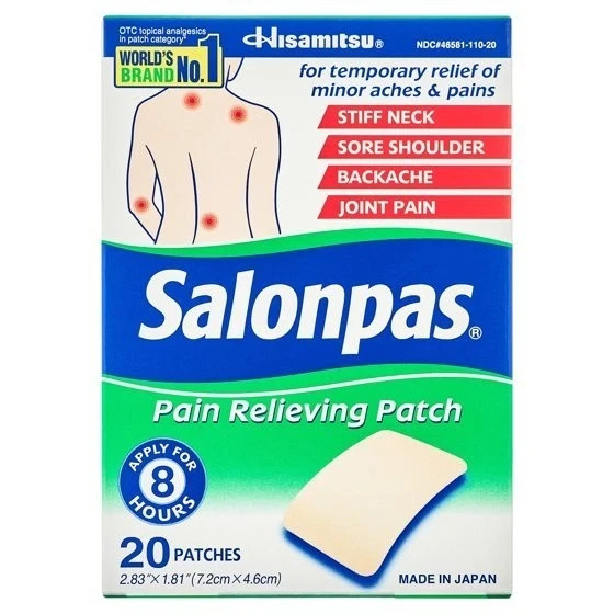 Salonpas Pain Relief Patch 20 Count 8 Hour Relief Camphor Menthol Back Muscle