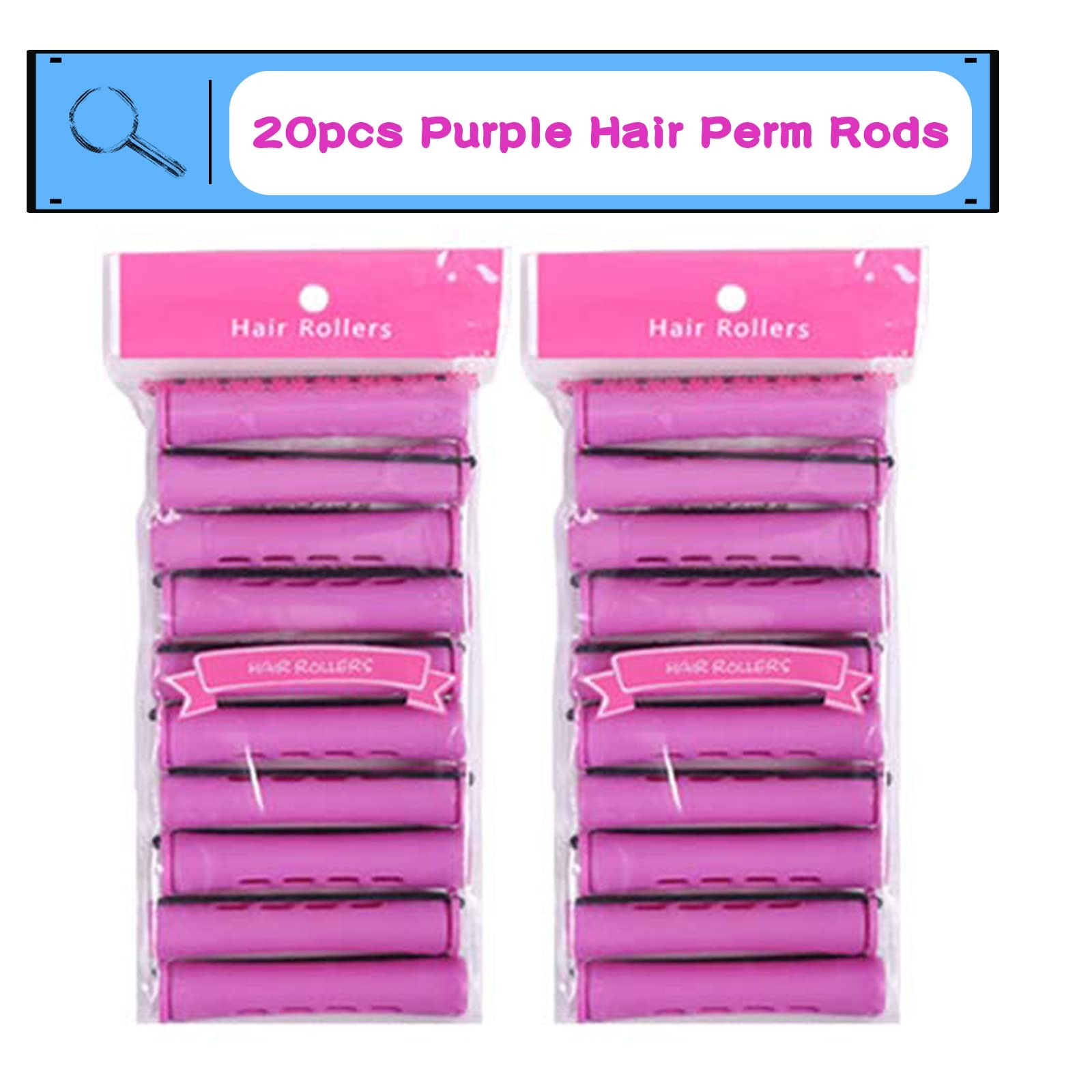 20pcs Women’s Perm Rods Set for Natural Hair: 2 1 Count (Pack of 20), Purple
