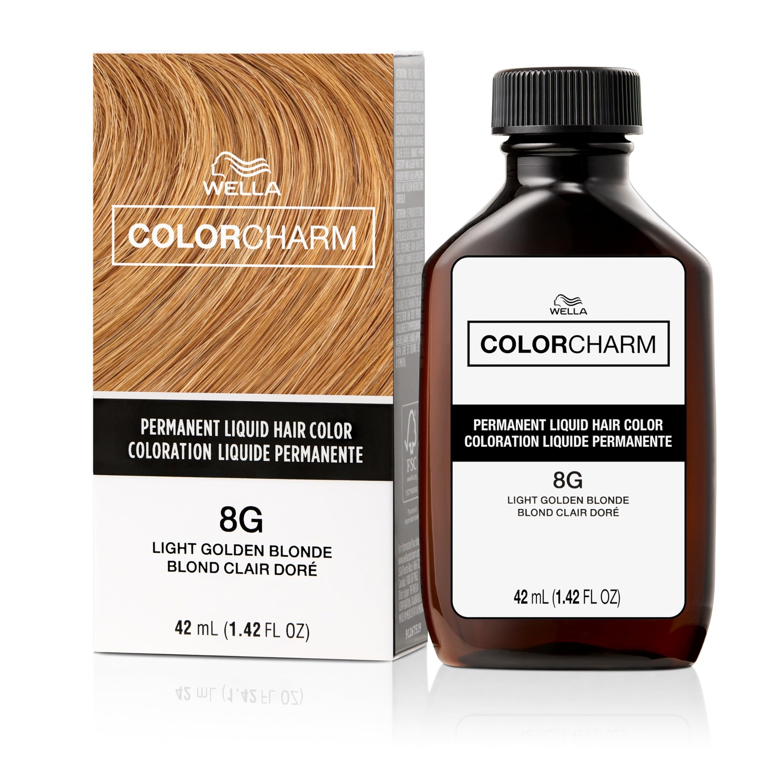 Hair Color Permanent Liquid 8G Light Gold Blonde 1.4 Fl Oz COLORCHARM Gray