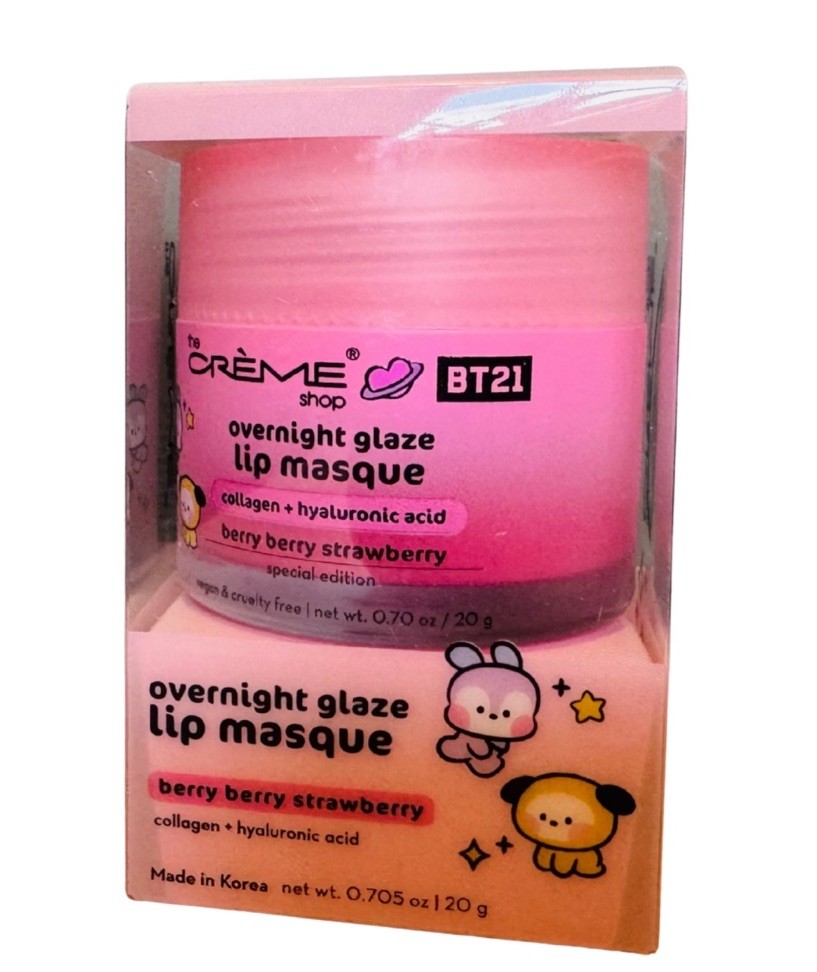 The Crème Shop BT21 Berry Overnight Glaze Lip Masque Collagen Hyaluronic NEW