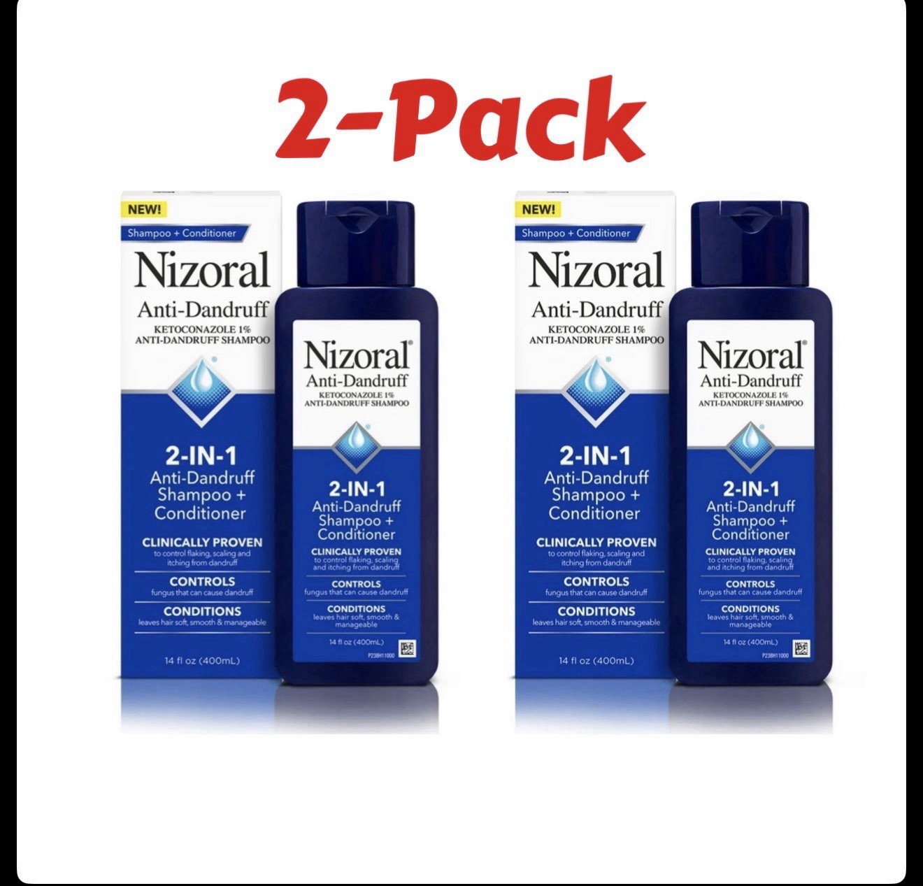 2-Pack Nizoral Anti-Dandruff 2-In-1 Shampoo + Conditioner 14 fl oz Exp. 02/2027