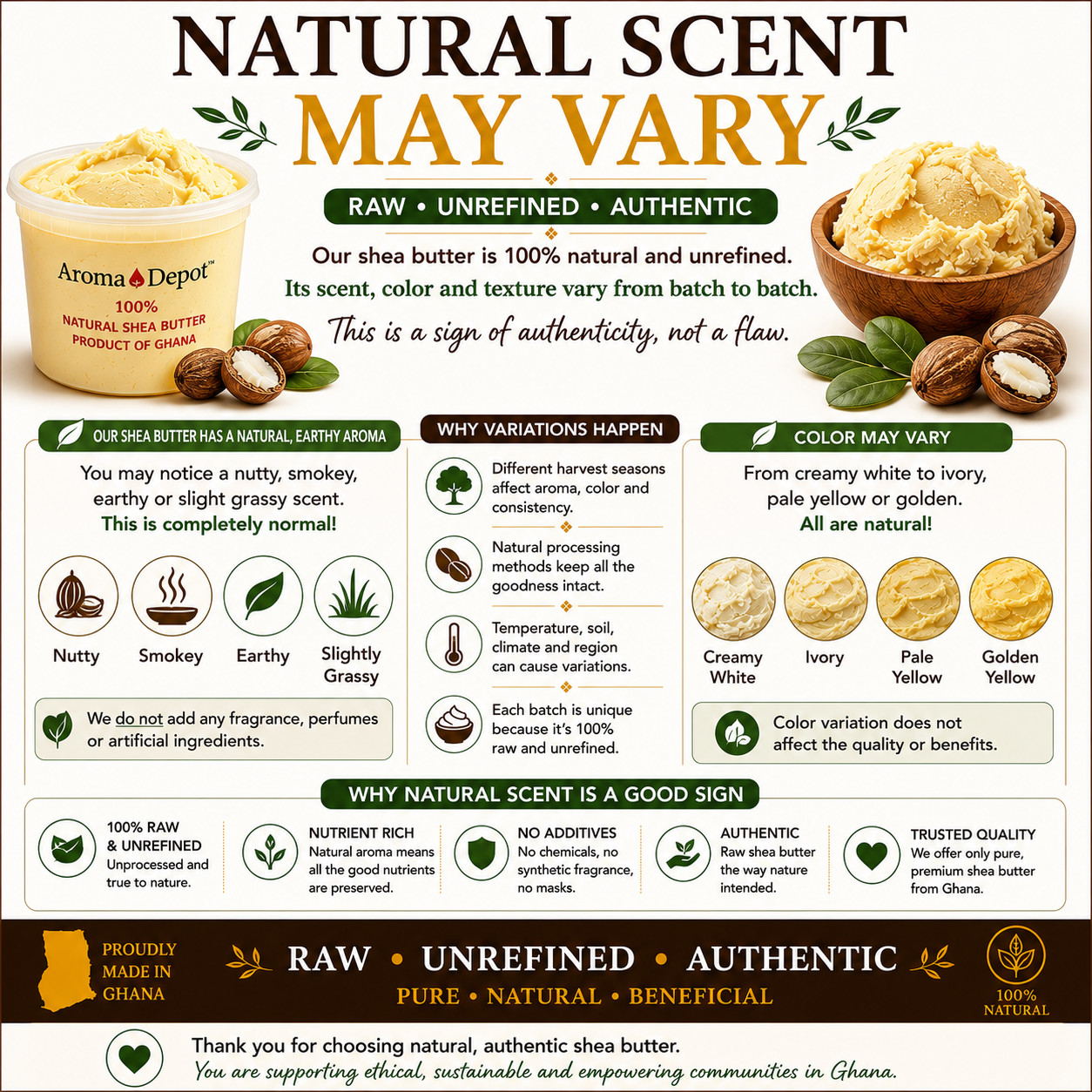 8oz Organic African Shea Butter Ivory Raw From GHANA Natural UNREFINED Pure