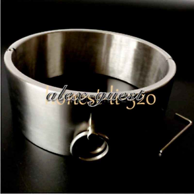 Stainless Steel 6CM Height Heavy Shackles Rings Cangue Neck Collar Cuff Binding
