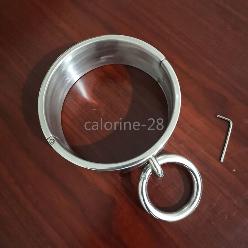 Overweight 6cm High Stainless Steel Neck Collar Cuff Big Rings Collar Restraint