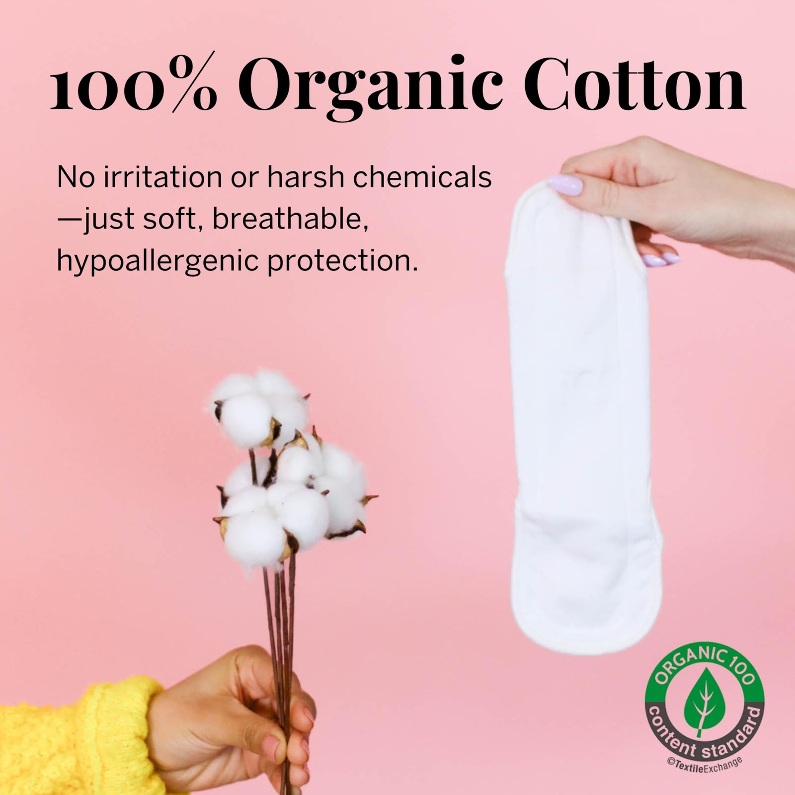Pixie Cotton Cloth Pads for Feminine Care – 100% Organic Regular | 4-Pack