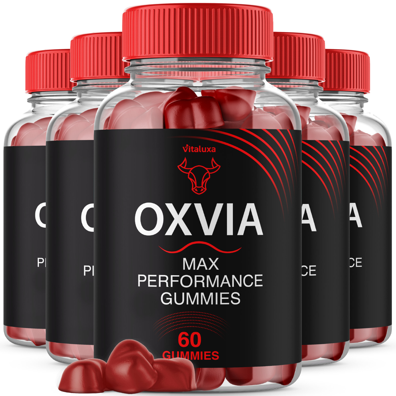 (5 Pack) Oxvia Male Performance Gummies, Advanced Health Formula (300 Capsules)