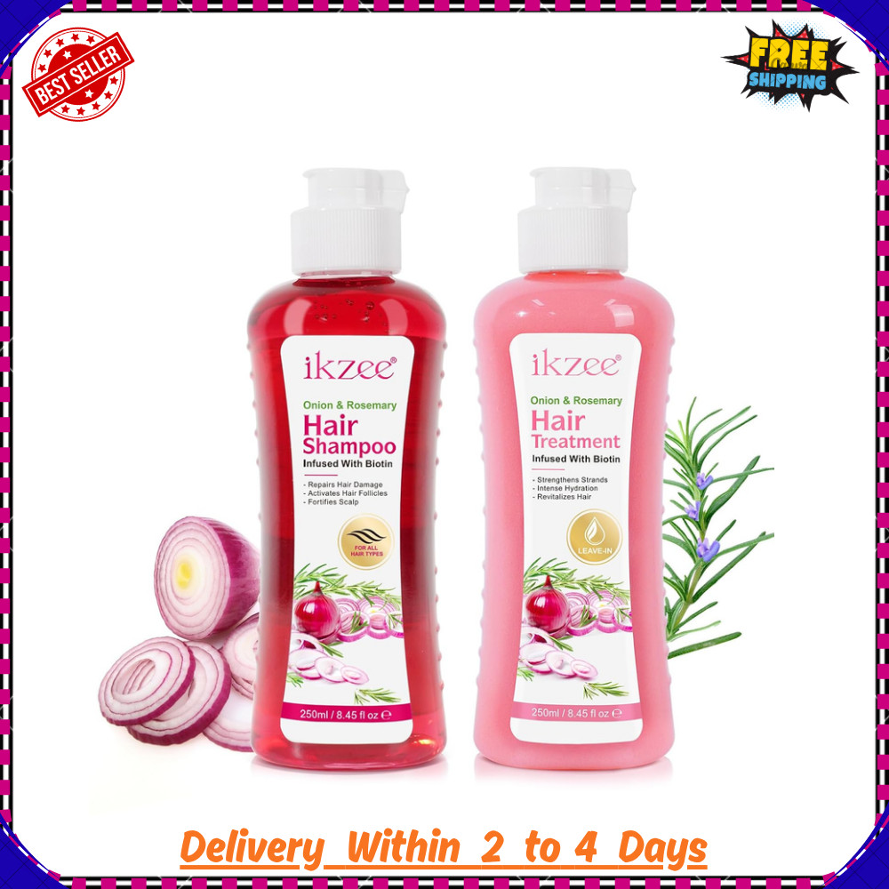 Onion Biotin and Rosemary Shampoo and Conditioner Treatment Set, All Hair Types