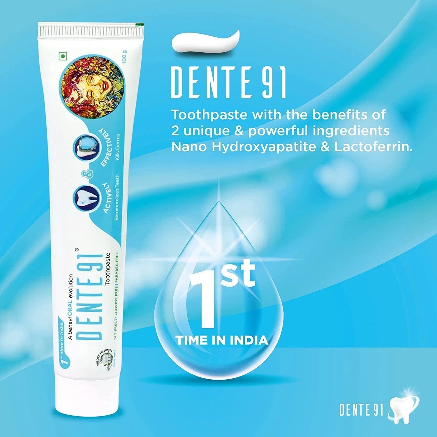 Dente91 Cool Mint Toothpaste| Sensitivity Relief / Pack of 1, 100g