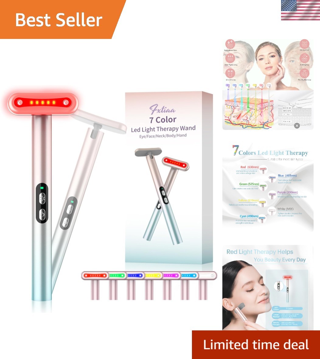 7-Color LED Light Therapy Wand for Professional Facial Rejuvenation – 4.66 oz