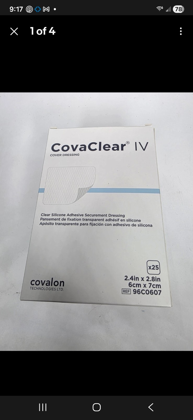 Covaclear IV Cover Dressing – 2.4in x 2.8in Ref# 96C0607 Exp 2027 25 Pcs/ Box