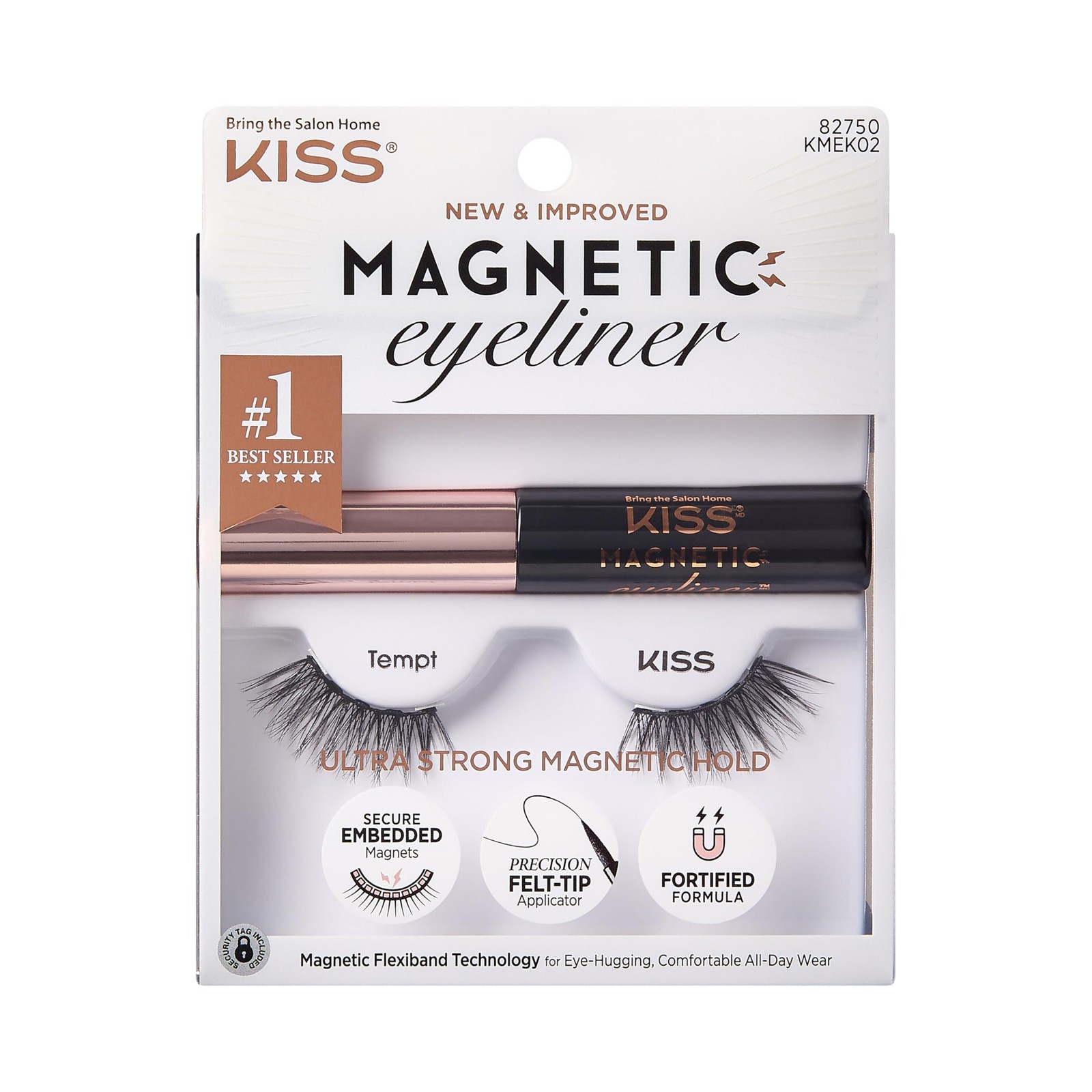 Magnetic False Eyelashes and Eyeliner, ‘Tempt’, 14mm, Easy to Apply, Reusable…