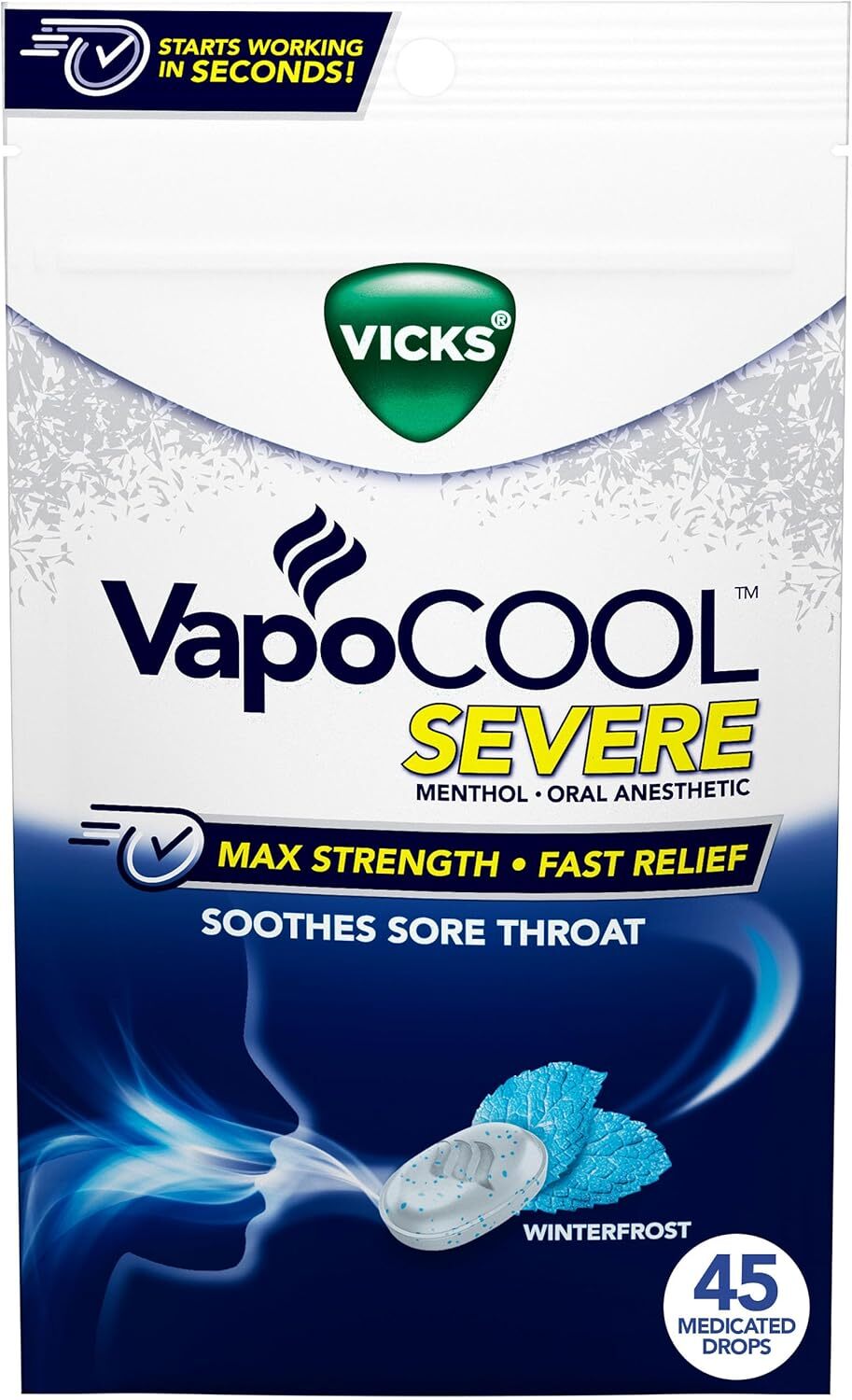 Vicks VapoCOOL SEVERE Medicated Drops 45ct, Maximum-Strength