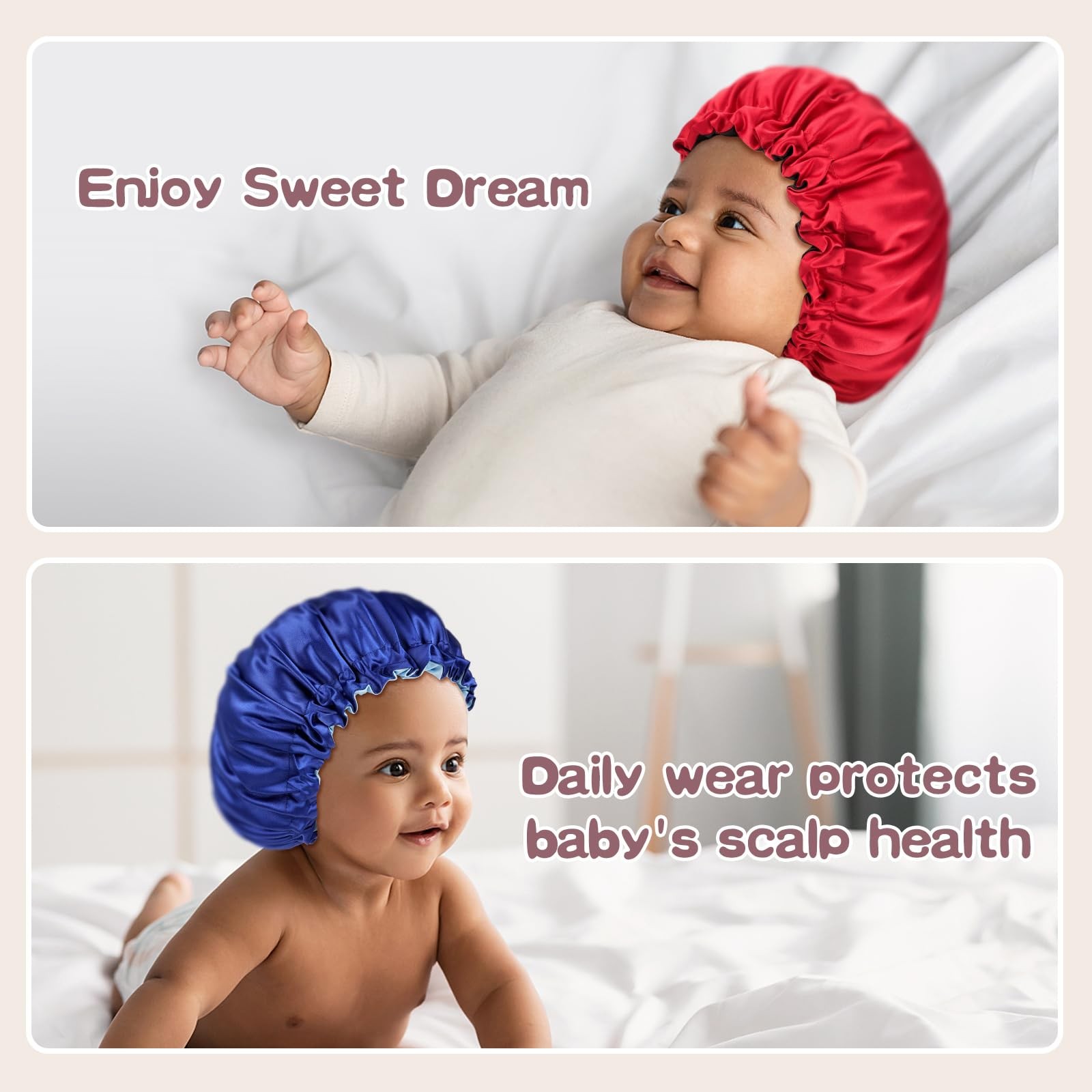 Baby Bonnet for 6-36 Months Sleeping: Reversible Months, Claret-black