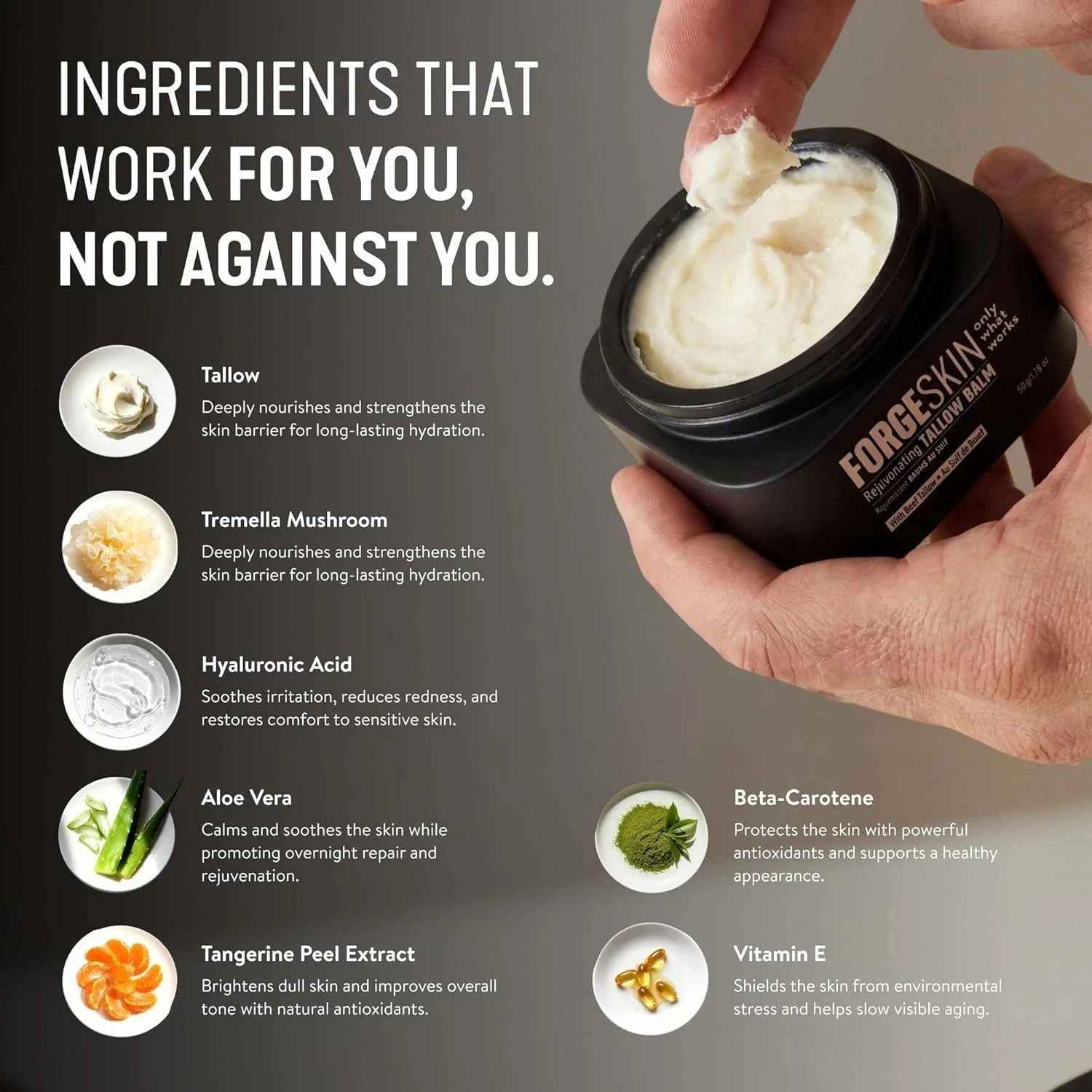 FORGE SKIN® Wrinkle Defense Beef Tallow Balm for Men [TALLOW-BASED] Moisturiz