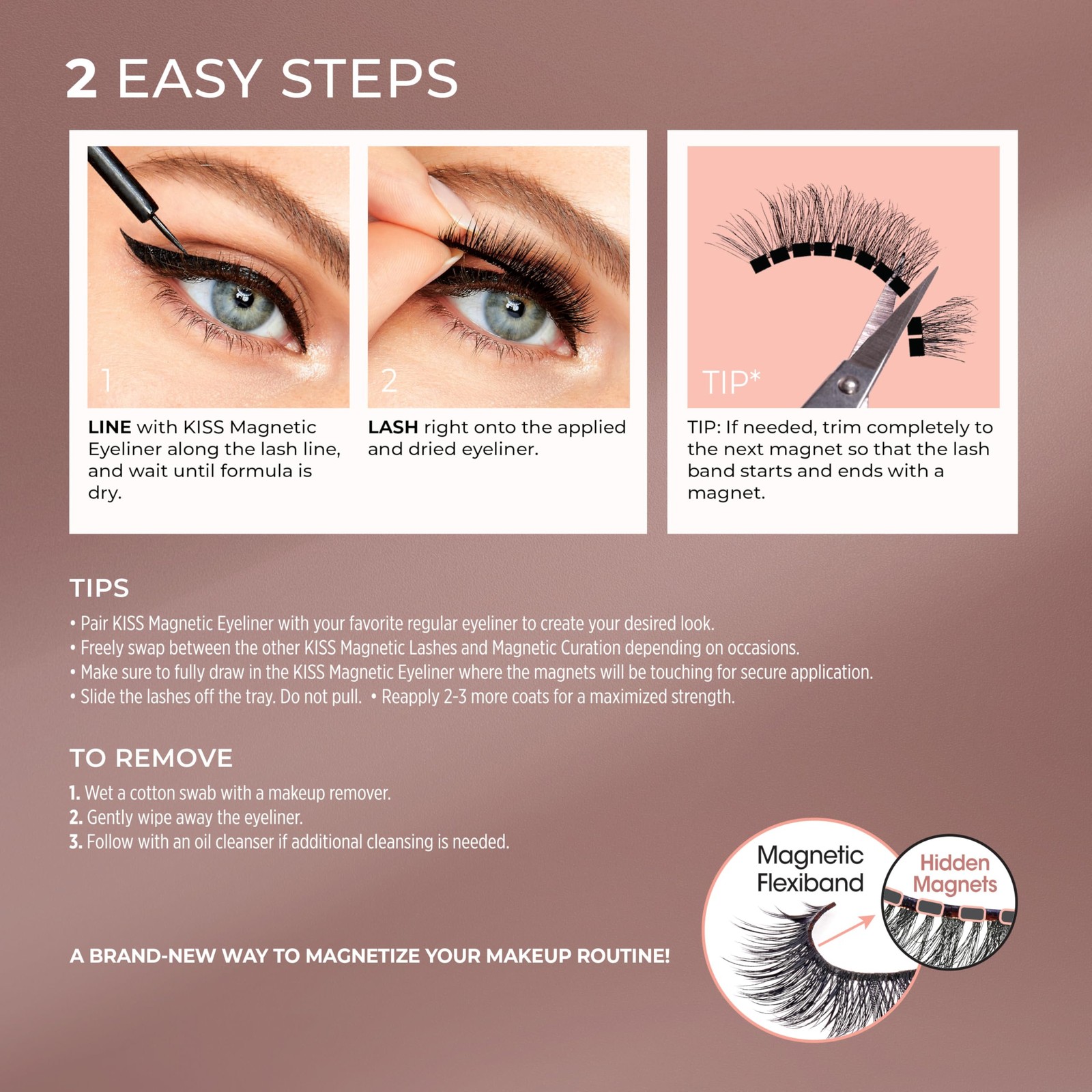 Magnetic False Eyelashes and Eyeliner, ‘Tempt’, 14mm, Easy to Apply, Reusable…