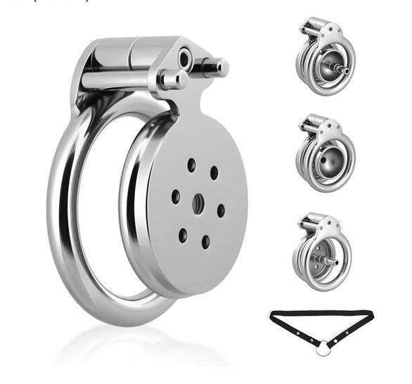 Stainless Steel Male Chastity Device Pocket-Size Cage Men Metal Lock Belt 4in1