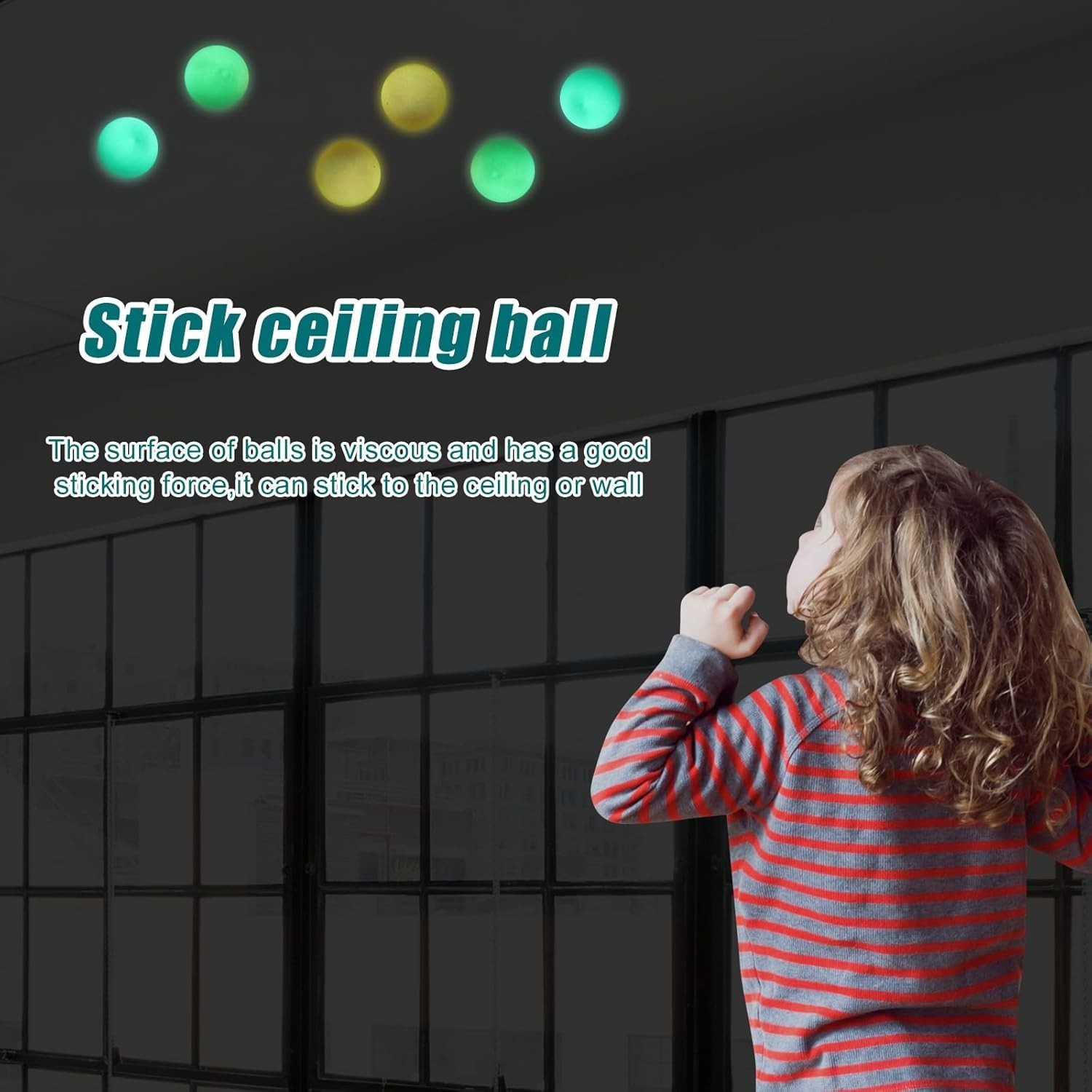 3pcs 2.4in Lumi Balls,Dream Balls,Glow in The Dark Sticky Balls That Stick to…