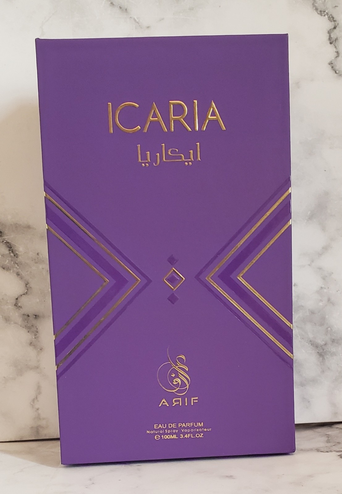 Icaria United Arab Emirates Arif 3.4 Fl oz 100ml Eau Du Parfum NEW Purple Gold