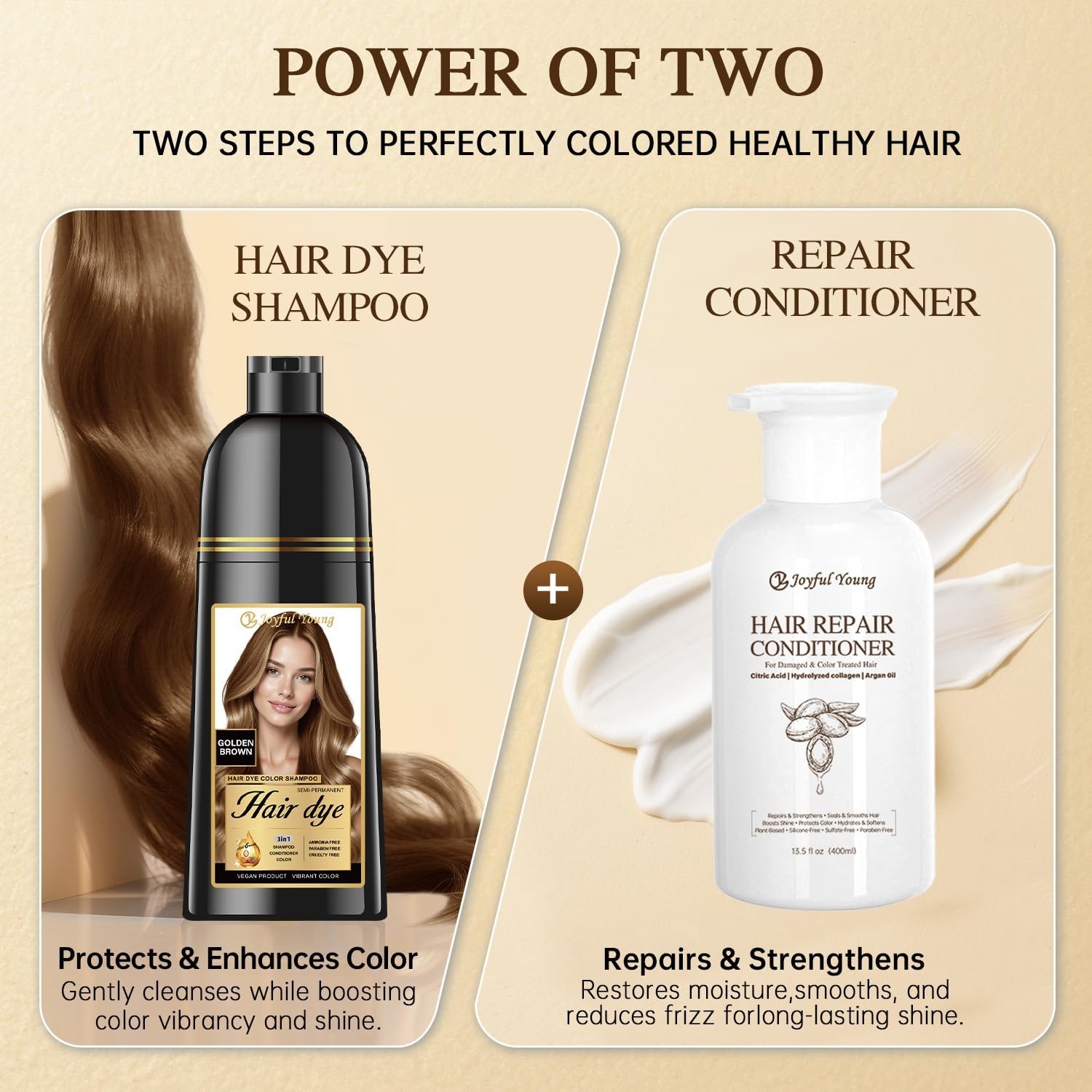 Color Protecting Golden Brown Hair Dye Shampoo – Ammonia-Free & Nourishing
