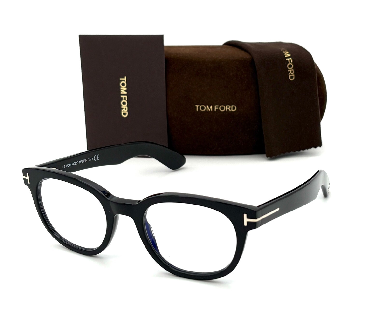 Tom Ford FT5807-B 001 Black / Clear Blue Block 50mm Eyeglasses TF5807-B
