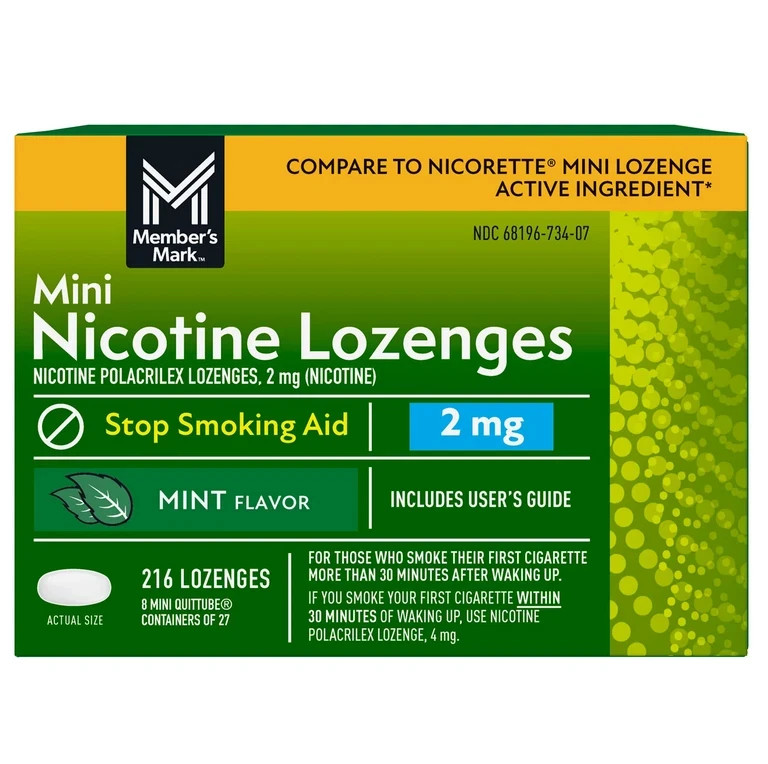 2 Pack – Member’s Mark Nicotine Mini Lozenge,flavor Mint 2 MG . 216 ct.