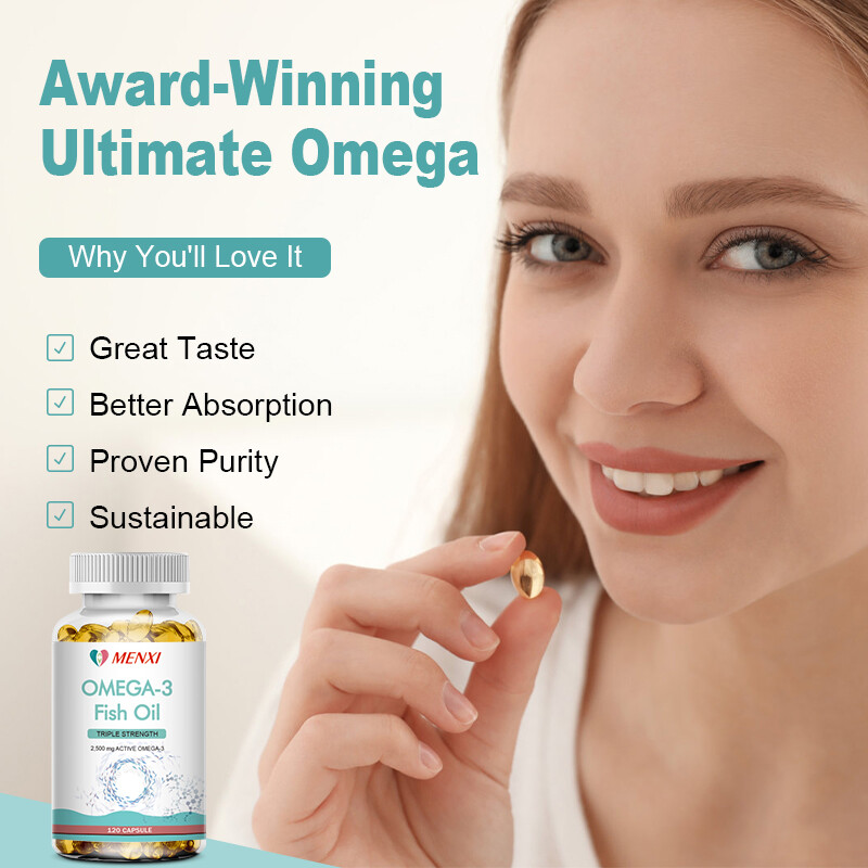 2 Packs Omega 3 Fish Oil Capsules 3x Strength 3600mg EPA & DHA, Highest Potency