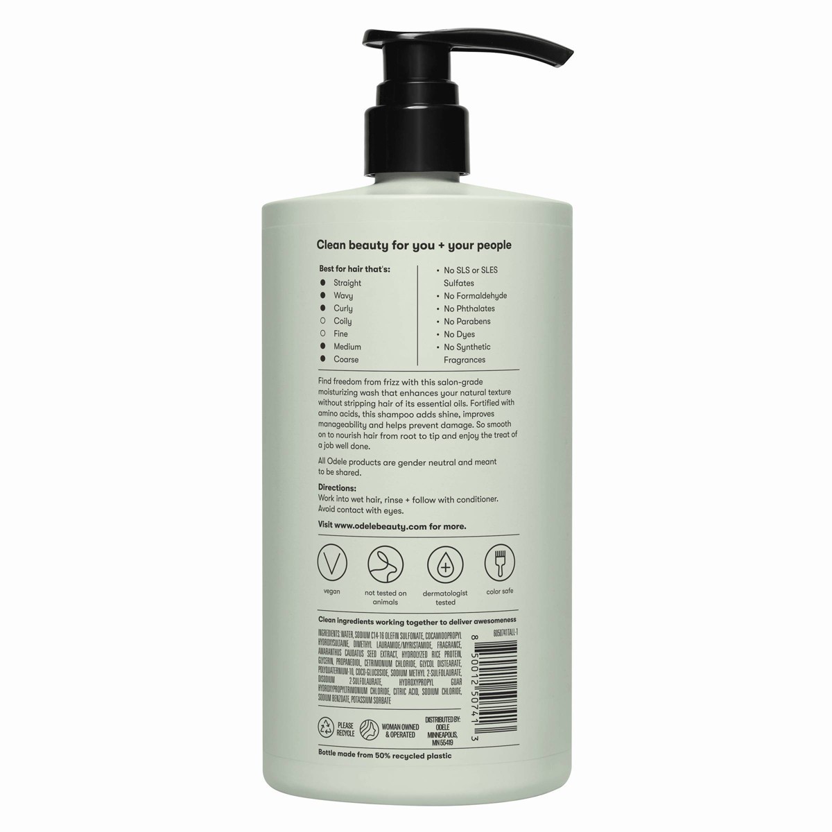 Odele Smoothing Shampoo for Frizz Control + Shine – 13 fl oz: Curly & Dry Hair