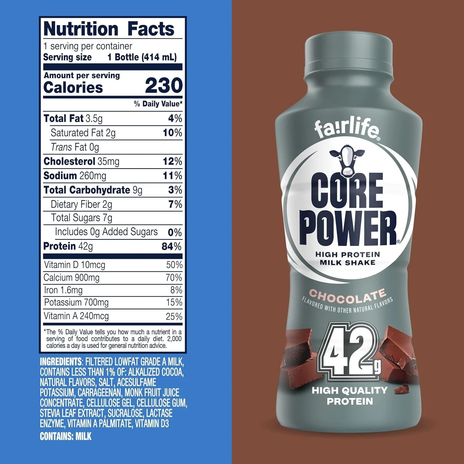 Core Power Elite High Protein Shake, Chocolate, 42g Bottle, 14oz, 12 Pack,,….