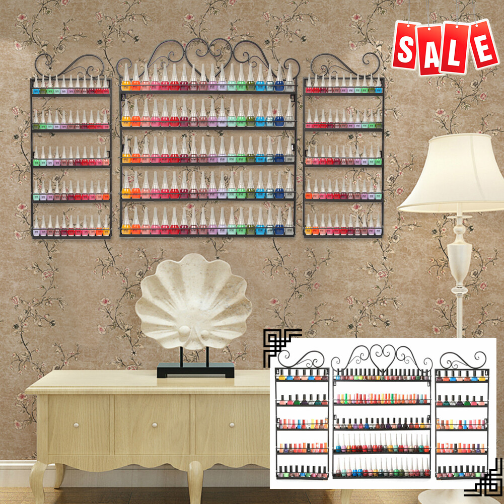 Metal 5 Tier Nail Polish Rack Wall Mounted Display Organizer Holder Stand Assemb
