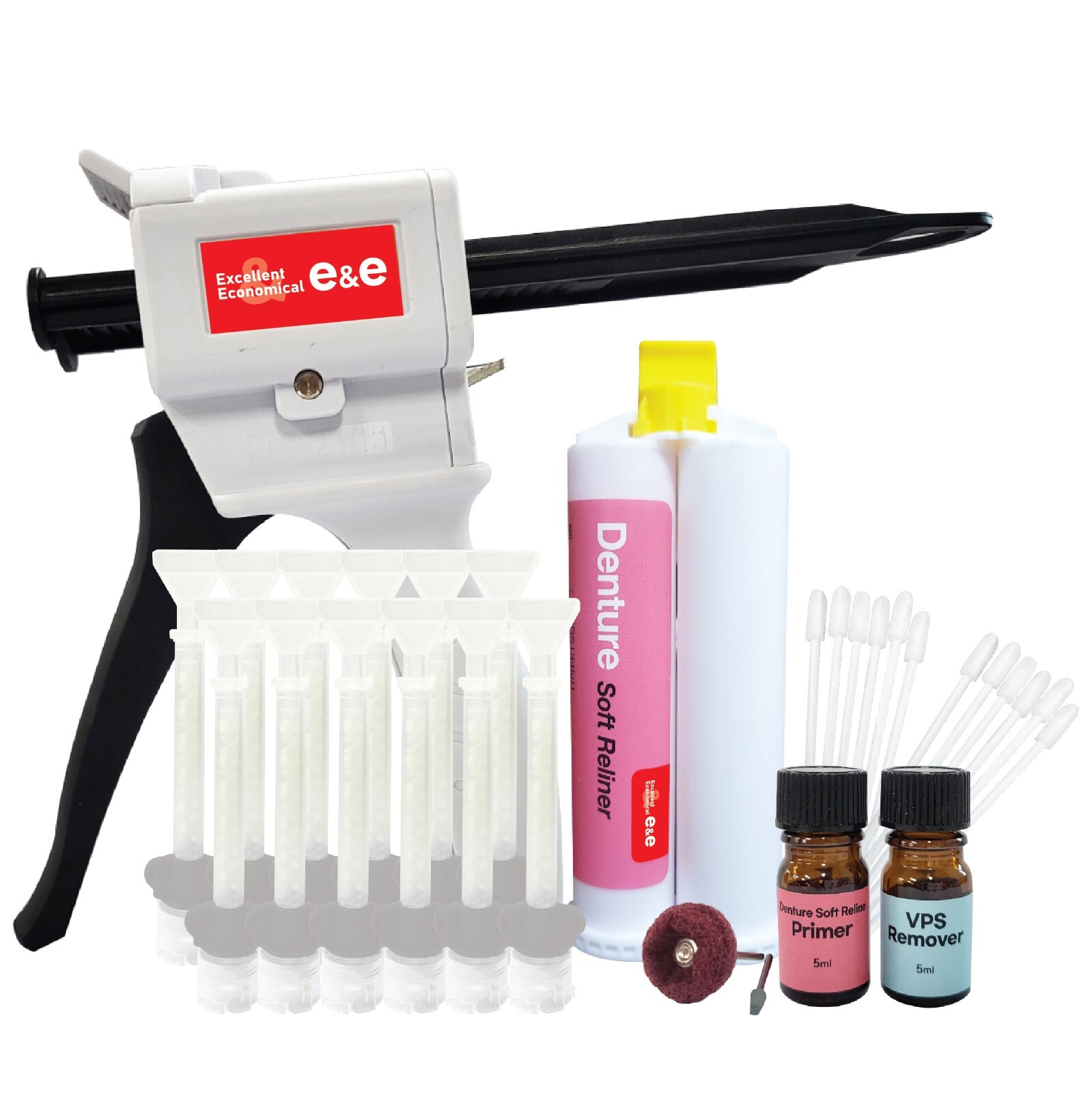 E&E Denture Soft Reline Kit for Upper and Lower Denture