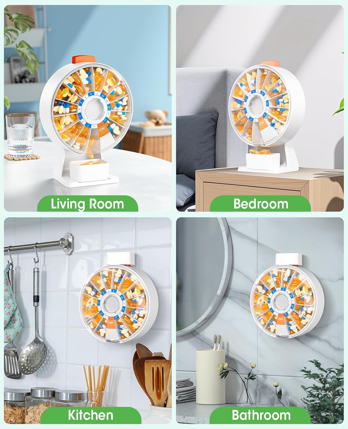 Pill Dispenser Daily,Large Pill Organizer with Standing Used,Used for 14 days