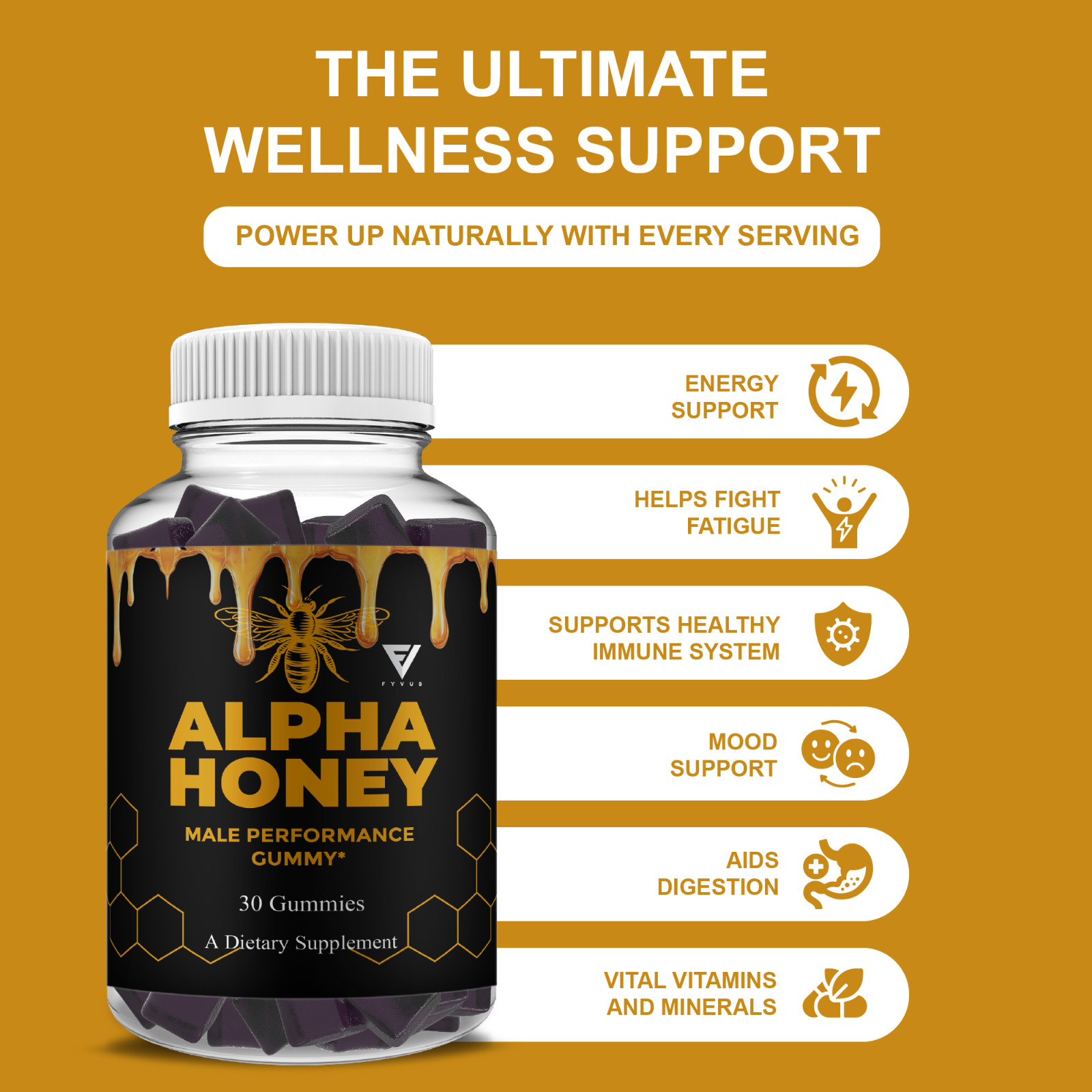 (3 Pack) Alpha Honey Performance Gummies, AlphaHoney Supplement (90 Gummies)