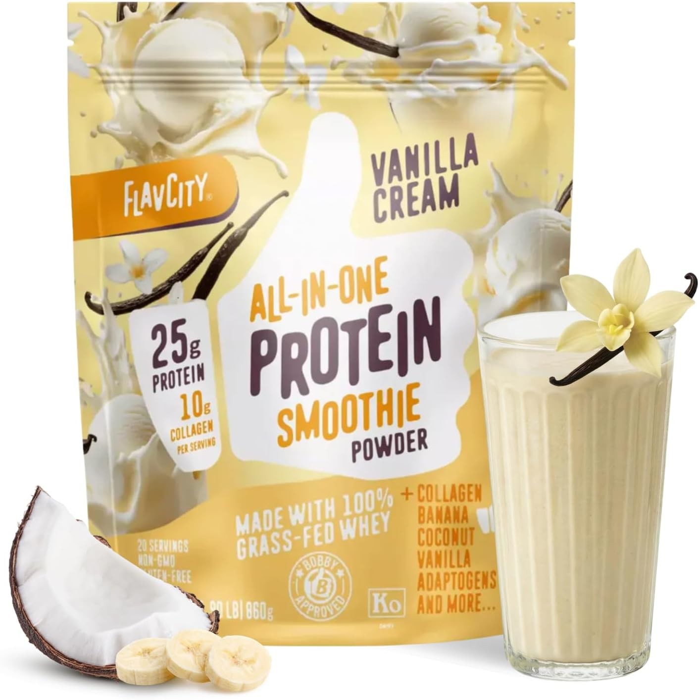 FlavCity Vanilla All in One Protein Shake Powder – On the Go Meal Alternative