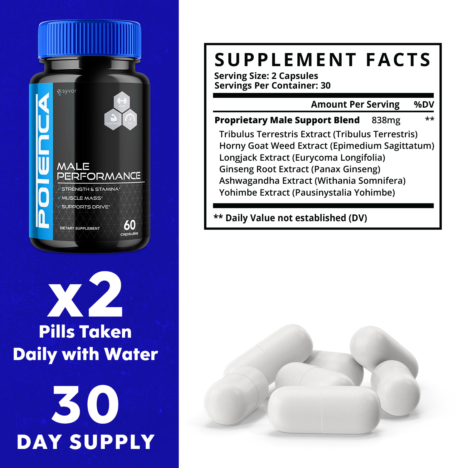 Potenca for Men Advanced Vitality Support Formula Supplement 300 Capsules