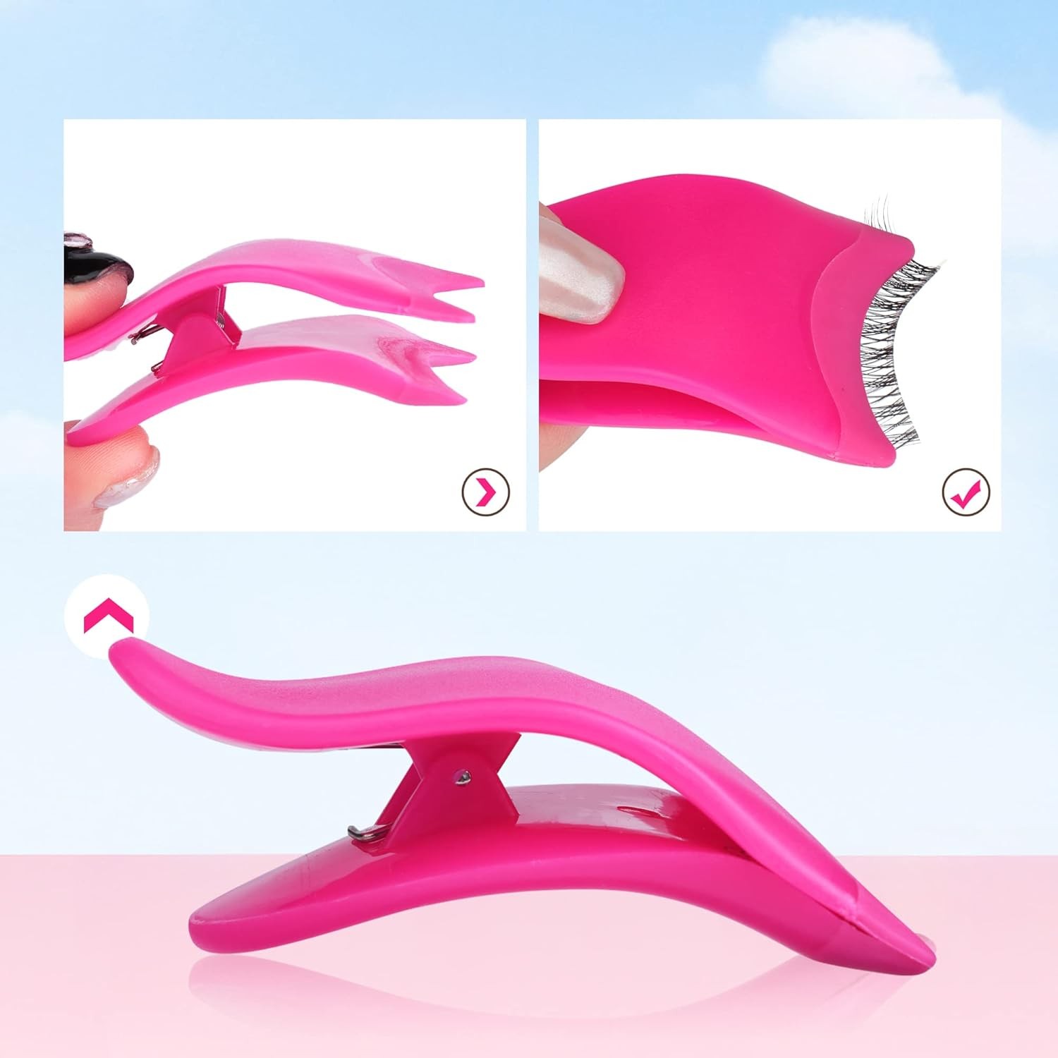 False Eyelashes Applicator Tool Lashes Clip for Beginners Easy to Apply Plum