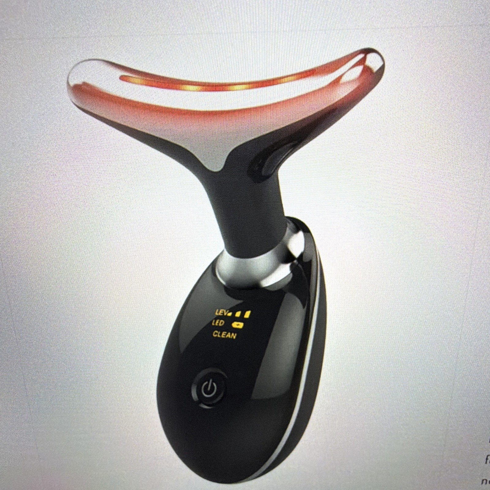 LED Light Vibrating Face & Neck Massager Level Display Clean Mode Black/Rose