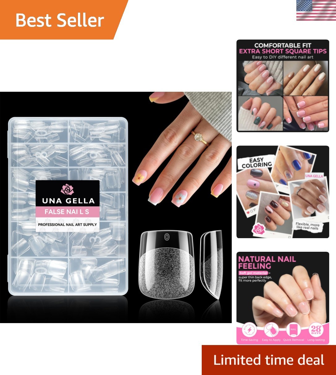 Long-Lasting 216pcs Soft Gel Extra Short Square Tips in 12 Sizes – DIY Nail Art