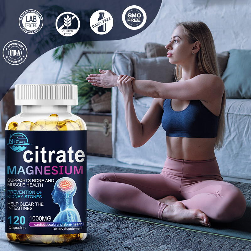 2 Bottles Magnesium Citrate 1000mg Capsules Super Strong Effective Vegan Capsule