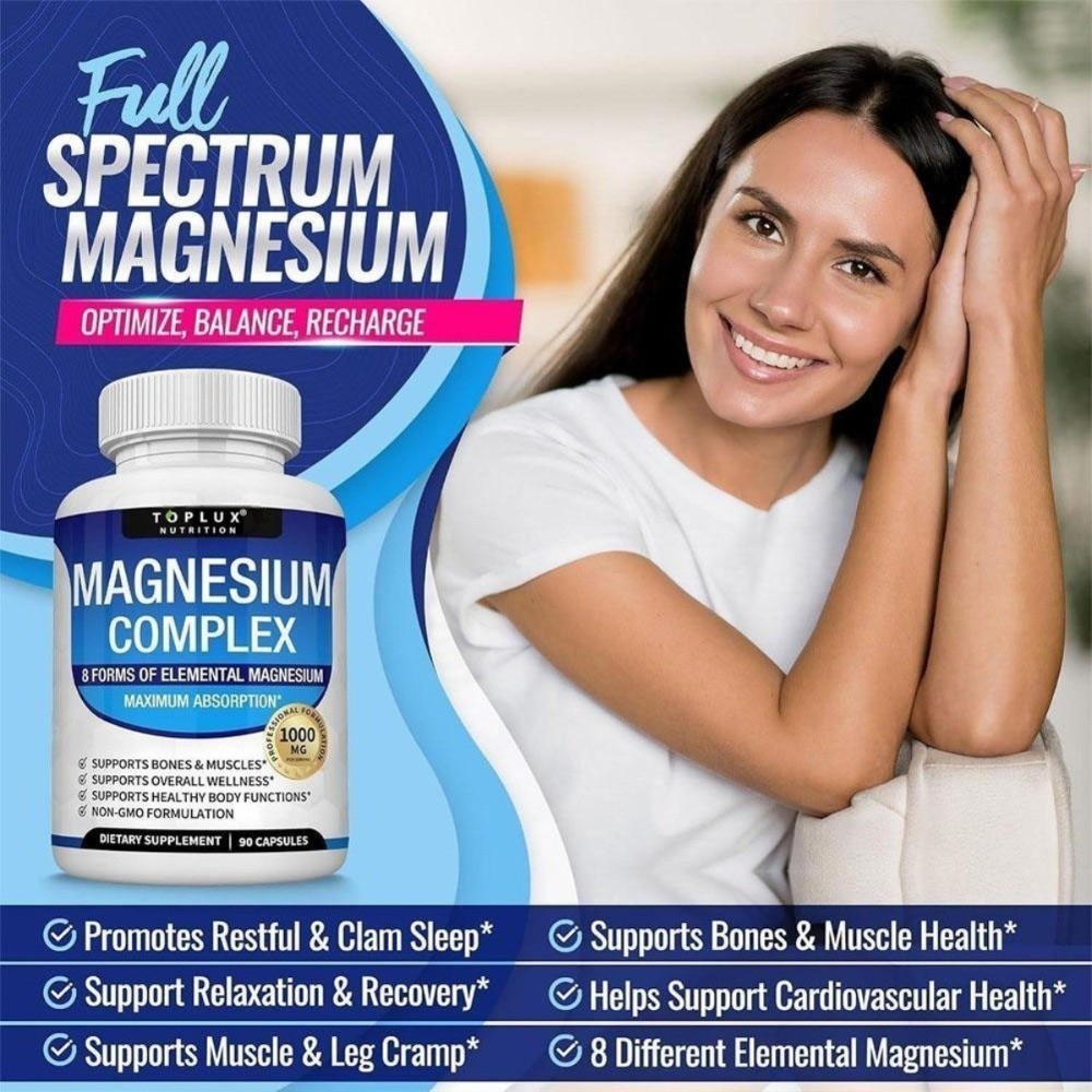 3 Toplux Nutritional Magnesium Complex 1000mg Support & Elemental Magnesium-