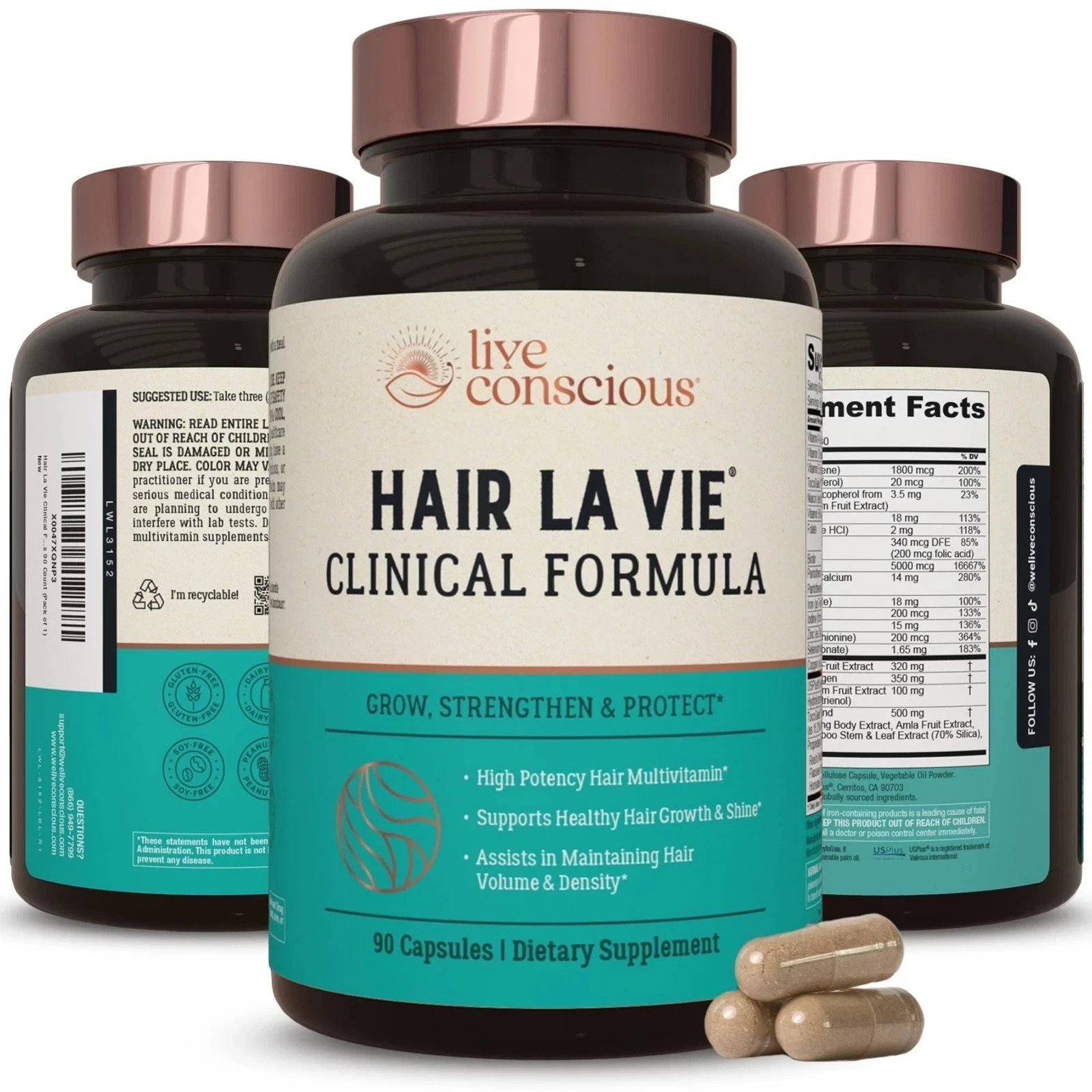 Hair La Vie Live Conscious Clinical Formula Hair Growth Vitamins for Women & Men