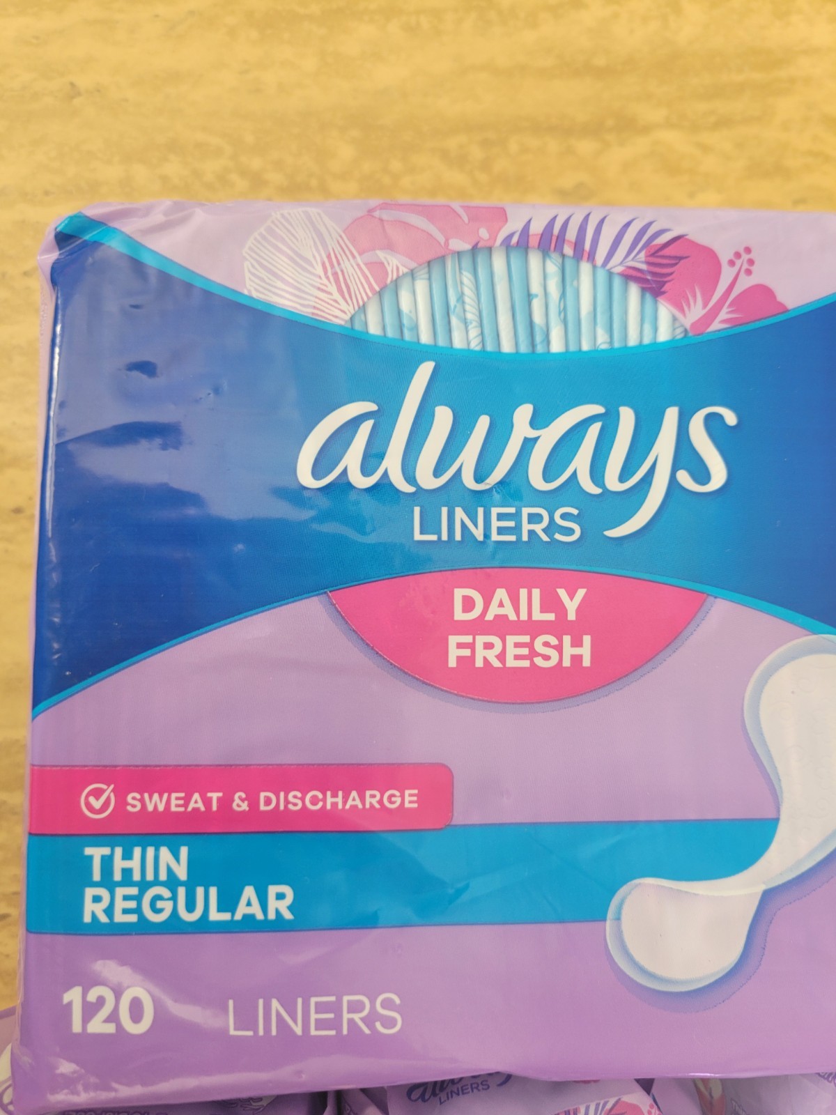 Always Daily Fresh Liners Thin Regular Scented Individually Wrapped White 120
