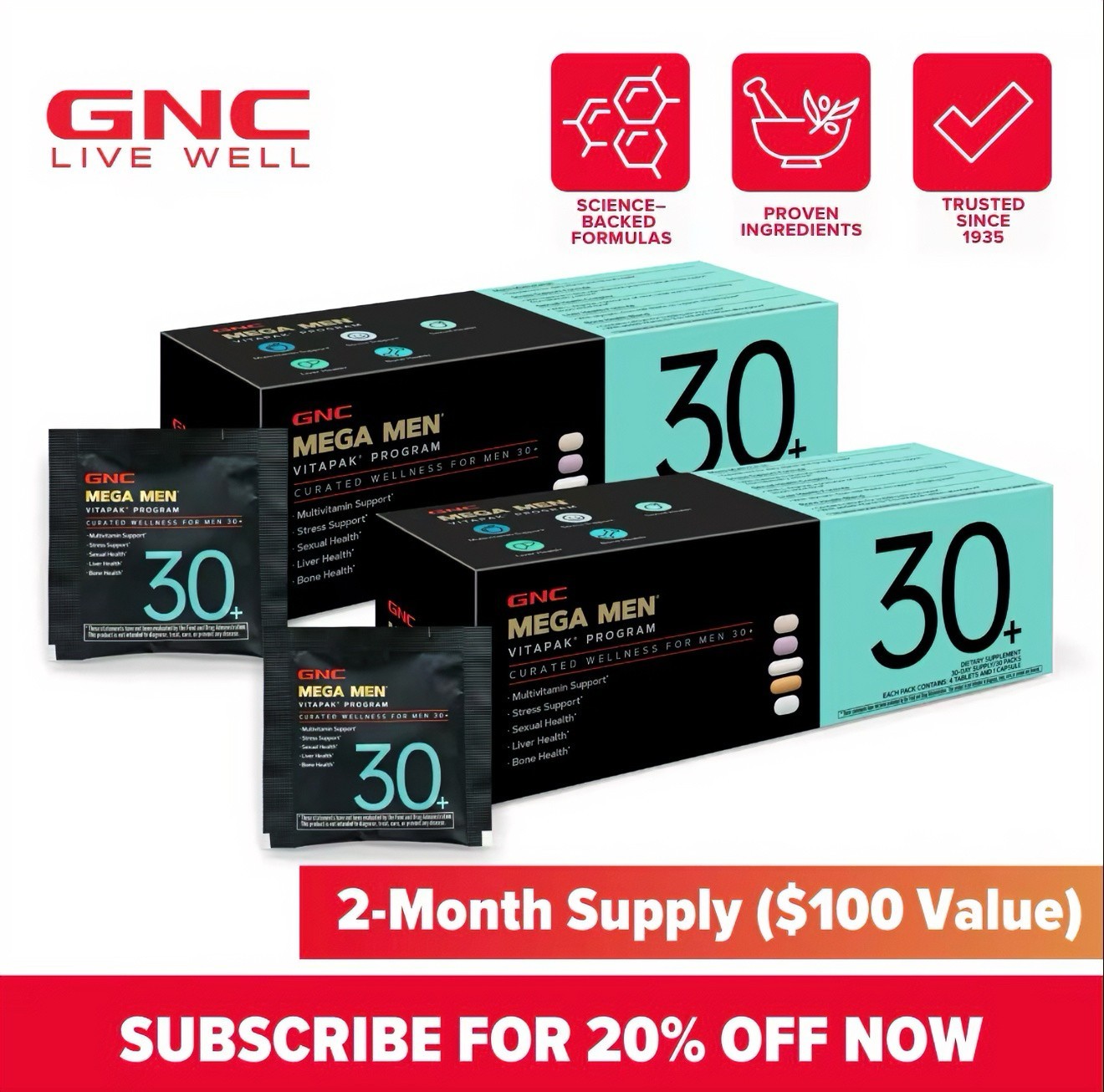 GNC Mega Men Vitapak Program 30+ Multivitamin