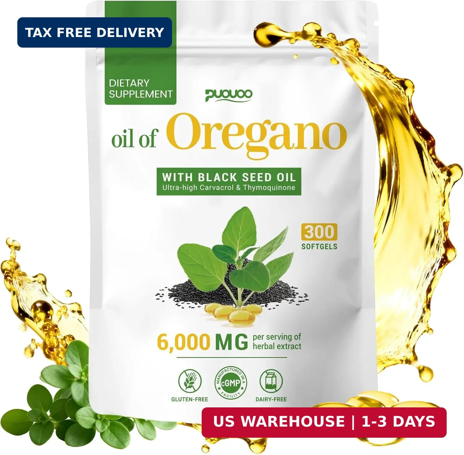 Resilia Oil Of Oregano With Black Seed Oil 6,000MG 300 Softgels