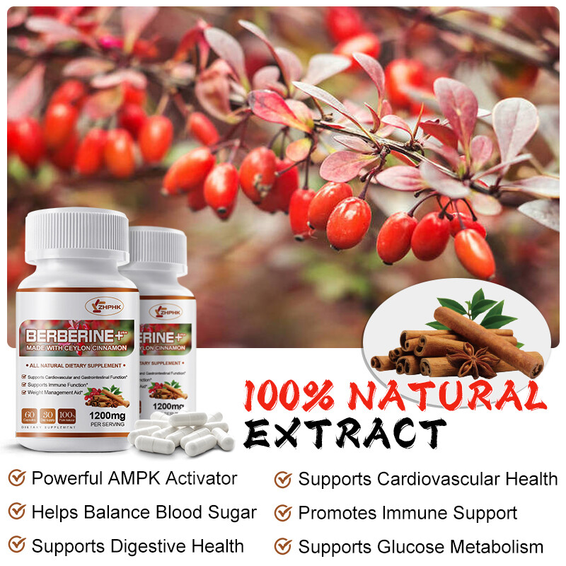Berberine HCL 10:1 With Ceylon Cinnamon 1200mg Heart Health & Immune Blood Sugar